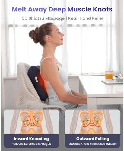BOB AND BRAD Cordless Back Massager with Heat FSA Eligible HSA, Shiatsu Back Massager for Pain Relief Deep Tissue, 3D Kneading Massage Pillow for Pain Relief, Soothing Full-Body Relief for Family - Image 6