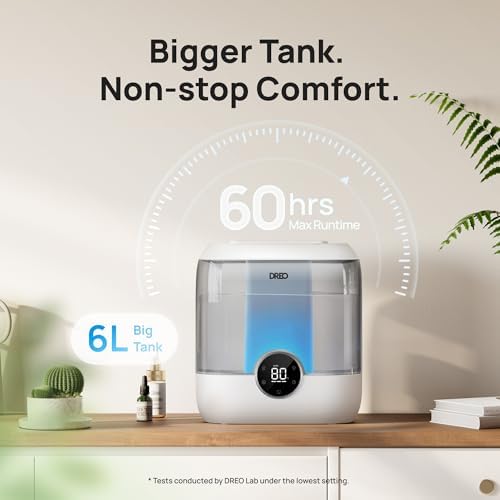 DREO 6L Humidifiers for Bedroom, 60H Runtime, 28 dB Quiet, HM524, Gray - Image 3