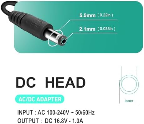 AC/DC 16.8V Massage Gun Charger Compatible with LifePro Sonic, Sonic Mini,Fusion X, Sonic Pro, Youdgee H1 Mini, Mebak 3, Cryotex, DamKee DK-01 02, Wattne W2 W1, jetbus - Image 3
