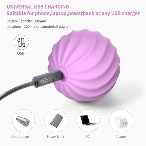 2.5" Mini Massage Ball, 10 Speeds Vibrating Massage Roller Ball for Palm, Hand, Foot, Leg, Neck, Back, Trigger Point Muscle Therapy Ball for Myofascial Release, Plantar Fasciitis Relief (Purple) - Image 5