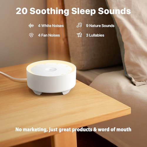 Kipcush White Noise Machine for Sleeping, Baby & Adults, High-Fidelity Non-Looping Sounds, Sleep Sound Machine with Dimmable Night Light, USB Powered, Memory Function, Home, Nursery & Travel - Image 3