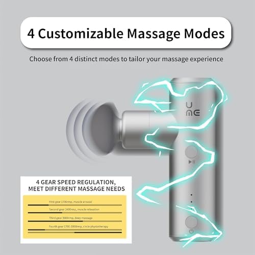 S1 mini Handheld Percussion Massage Gun Deep Muscle Tissue, Silver - Image 6