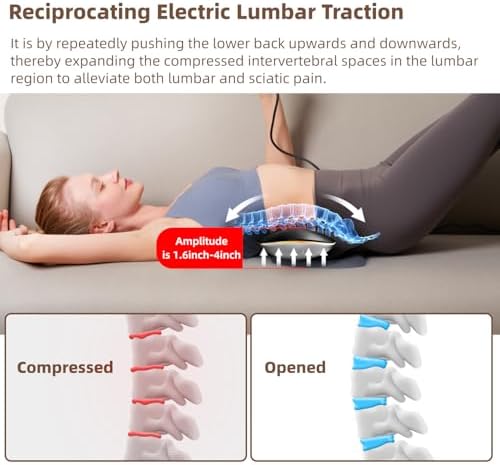 Electric Lumbar Traction Device, Multifunctional Back Traction Device with Dynamic Airbag Traction, 20-Level Electrotherapy, 3-Level Vibration Massage and Thermal Therapy from 113 to 131℉ - Image 3