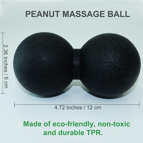 Hard Peanut Massage Ball, Double Lacrosse Massage Ball. Deep Tissue Massage Roller Mobility Ball for Physical Therapy Myofascial Release Muscle Relaxer Acupoint Massage (Black) - Image 2