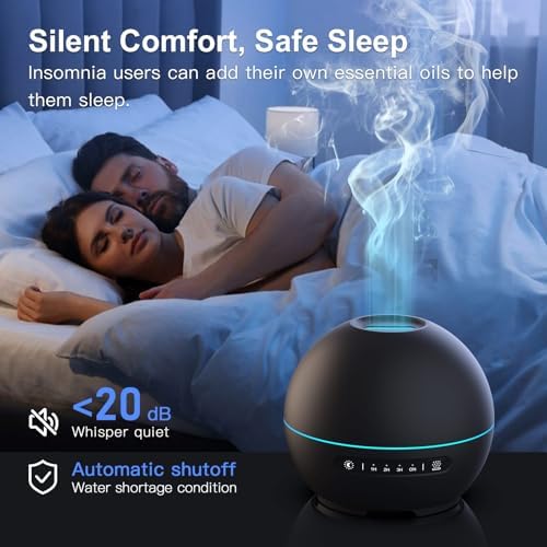 THIMONES 2 Pack Essential Oil Diffuser for Home - 200ml Ultrasonic Aromatherapy Diffuser with 4 Timers & 7 Colors Night Lights, 20dB Quiet Working for 10 Hours (Black+Black) - Image 4