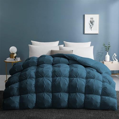 UNIKOME California King Size Goose Feather Down Fiber Comforter, Navy by UNIKOME