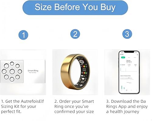 Smart Ring Gen 3 for Women Men, IP68 Waterproof Health Tracker Gold,9 - Image 2