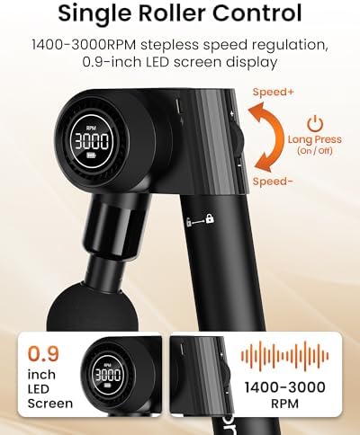 NAPRE Foldable Massage Gun with Extension Handle & 5 Adjustable Angles,Deep Tissue Back Massage for Neck/Body Pain Relief,Handheld Percussion Muscle Massager,32 Speeds,6 Heads & Silent,with Case - Image 5