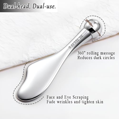 Mini Eye Care Stick, Facial Roller to Eliminate Eye Puffiness, Lighten Wrinkles, Gua Sha Beauty Skin Care Tool, On-the-go Facial Care Massager for Women (Zinc Alloy) - Image 3