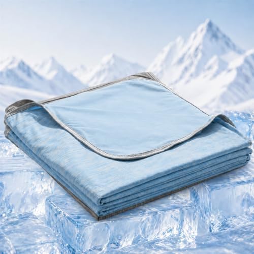Twin XL Size Cooling Blanket for Hot Sleepers - Lightweight Breathable Cool Cold Blanket - Keep Cool for Night Sweats, Soft Thin Ice Blankets for Bed Couch Sofa, (Light Blue, 60"x90") by Unknown