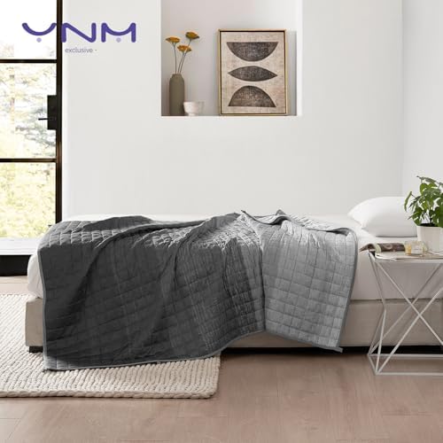YnM Cooling Weighted Blanket Oeko-Tex Certified Material with Premium Glass Beads (Gradient Dark Grey, 48''x72'' 15lbs), Suit for One Person(~140lb) Use on Twin/Full Bed - Image 3