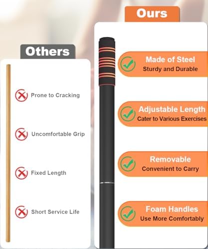 Queension 5ft Yoga Stick Adjustable Stretching Bar for Mobility & Balance - Image 4