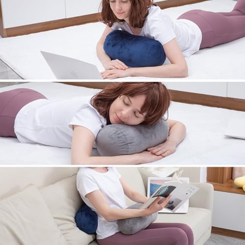 1 MIDDLE ONE Bolster Pillow with Removable Velvet Cover, Round Cylinder Neck Roll Pillow for Head, Back, Leg Support, Decorative Bed and Couch Pillow 16 x 6 Inches (Blue) - Image 3