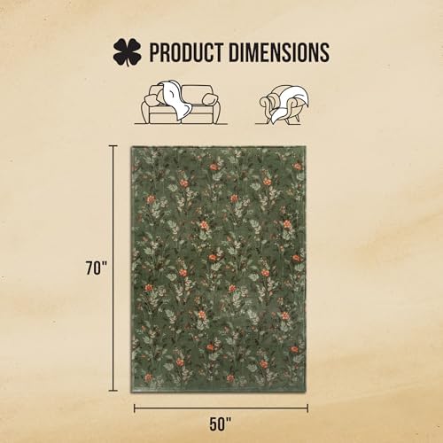Lucky Brand Wildflower Green Floral 50"x70" Cozy Plush Blanket - Premium Microfiber Throw for Luxurious Comfort and Style - Image 2