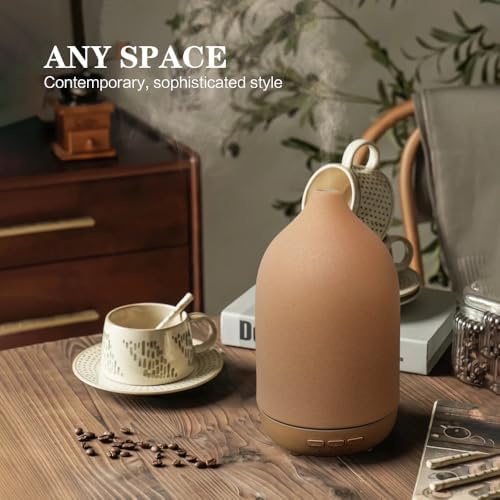Essential Oil Diffusers, Aromatherapy Diffuser for Essential Oils, 100ml Ceramic Oil Diffusers for Large Room - 5 Timers, Warm Ambient Light, Auto-Off - Image 5