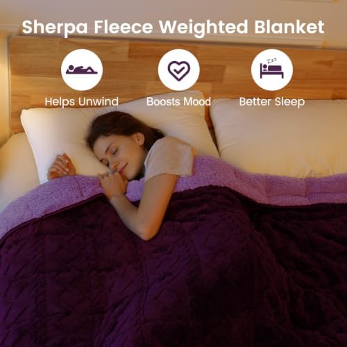 Sherpa Fleece Weighted Blanket for Adults, Dual Sided Soft, 48"x72" 15lbs - Image 2
