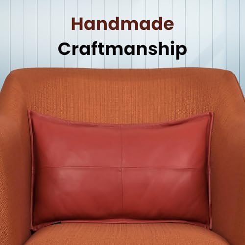 LL LEATHER LOVERS 100% Lambskin Leather Pillow Cover - Sofa Cushion Case - Decorative Throw Covers for Living Room & Bedroom, Red Box Pack of 2-14X22 Inch - Image 2