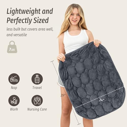 Wemore Weighted Lap Blanket 7lbs, 24"x29" Small Travel Blankets for Adults - Image 3
