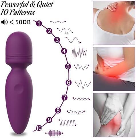 Fuwyiy Mini Massager Tools,Small Waterproof Cordless Handheld Massager with 10 Vibration Modes, Personal Handheld Massager for Back（Purple） - Image 3