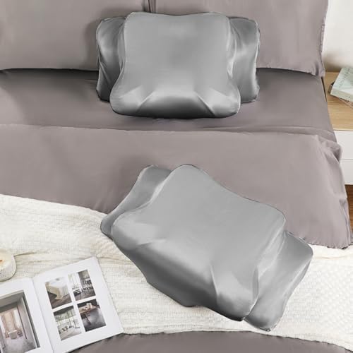 Satin Pillowcase for Cervical Pillows, (Cover Only) Fit for Orthopedic Neck Support Pillow, Silky Smooth Pillowcase Cover with Zipper Closure (Gray) - Image 6