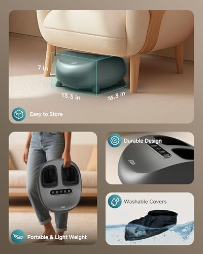Snailax Foot Massager with Heat and Compression, Shiatsu Foot Massager for Neuropathy and Plantar Fasciitis, Deep Kneading, Rolling, Remote Control, Fits up to Size 14 - Image 6