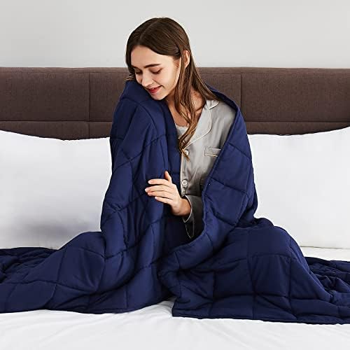 CuteKing Weighted Blanket for Adults (20lbs, 48"x72", Navy Blue) Heavy Blanket for 180-190lbs, Weighted Blanket for Cooling & Heating with Premium Glass Beads, Thick Blanket for Adult All-Season - Image 7