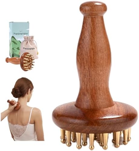 Meridian Massage Brush for Belly, 29 Teeth H62 Brass Copper Massage Tool, Belly Massage Brush for Body and Scalp, Chinese SPA Gua Sha Tool for Body 黄铜经络刷 经络刷 by CraftedforYourComfort