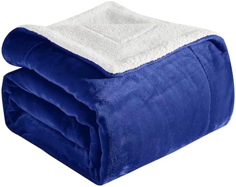 Elegant Comfort Ultra Soft Reversible Flannel Sherpa Blanket - Cozy Silky Fleece Throw for Couch, Bed - Plush Fuzzy Warm Winter Blanket for Gift, Twin XL, Royal Blue by ELEGANTCOMFORT