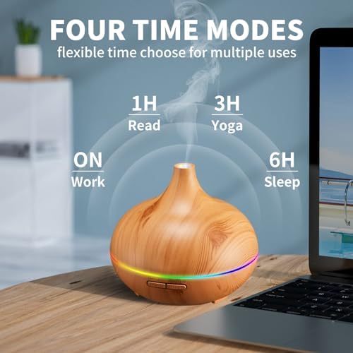 Aroma Diffuser for Essential Oil Large Room,Office Essential Oil Diffusers for Home Kids, Ambient Light Cool Mist humidifier for Bedroom Auto Off with 10 Essential Oils - Image 5