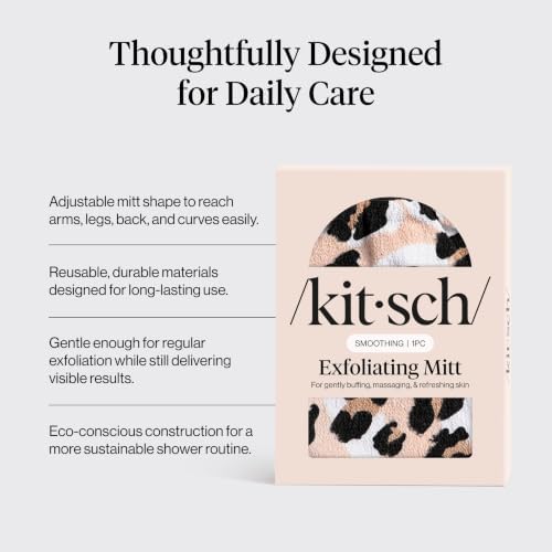 Kitsch Exfoliating Glove – Exfoliating Mitt - 1pc Leopard - Image 3