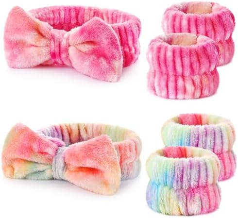 Wteehn 6pcs Headband and Wristband for Face Washing, Makeup Spa Skincare Headband, Skin Care Face Wash Headbands Wrist Bands Tools Set, for Women and Teen Girls Gifts by Wteehn