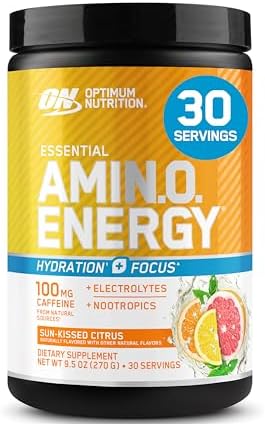 Optimum Nutrition Amino Energy Powder Plus Focus, Sunkissed Citrus, 9.5 Oz by OPTIMUMNUTRITION