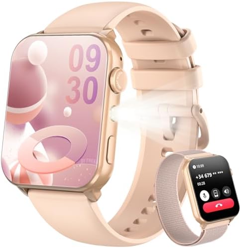 Blackview Smart Watch for Women,1.91" HD Touchscreen Fitness Watch with Flashlight, Bluetooth Notifications/Make Calls, Heart Rate/Sleep Monitor/2 Straps, Fitness Watch for Android/iPhone by Blackview