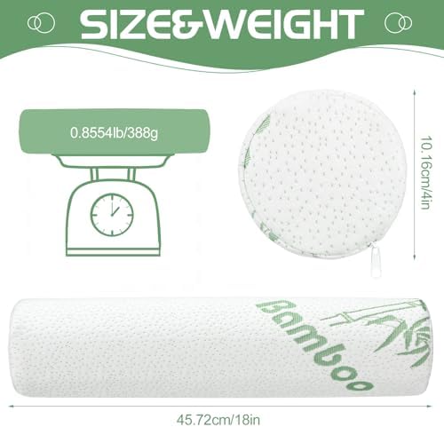 Bucherry 1 Pcs Bamboo Memory Foam Neck Roll Pillow 18 x 4 Inches - Image 2