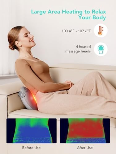 SKG Shiatsu Back Massager for Pain Relief Deep Tissue with Heat 4D Kneading Cordless Electric Massage Pillow Valentine Gifts for Men Women Dad Mom Grandpa - Image 5