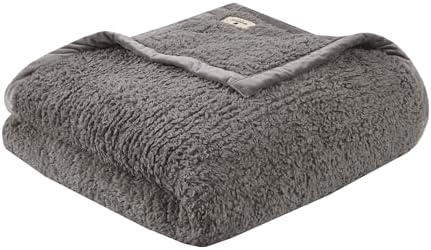 Woolrich Burlington Berber Blanket Super Soft, Cozy Lightweight Cover with Luxurious Velvet Binding, Modern Trendy All Season Bedspread Bedding-Set, Twin: 66x90, Grey by Unknown