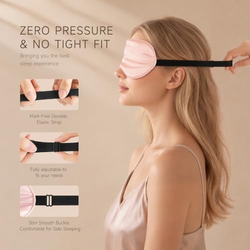 Silk Sleep Mask, Light Blocking Eye Mask for Sleeping with Adjustable Strap - Image 4