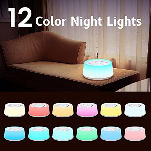 ColorsNoise White Noise Machine with 30 Sleep Music 5 Timers 12 Colors Baby Night Light with Memory Function Sound Machine for Sleep Nursery Home Travel(T-White) - Image 3