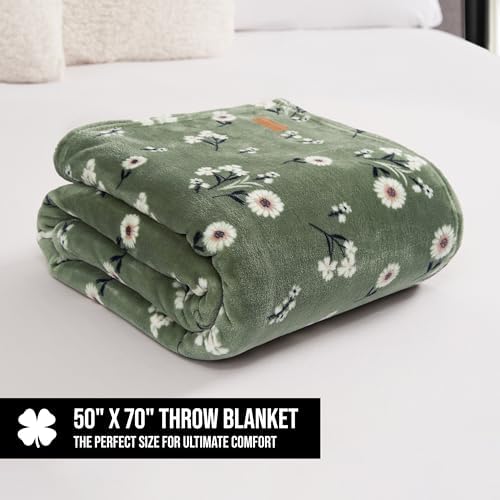 Lucky Brand Cozy Plush Blanket - Premium Microfiber Throw for Luxurious Comfort and Style, 50" x 70", Daisy Green Floral - Image 2