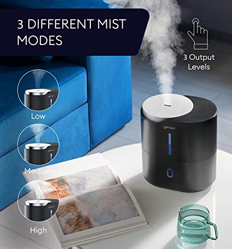Top Fill Humidifier with Essential Oil Diffuser 2.5L for Home, Baby, Bedroom, Large Room & Indoor Plants, Small Cool Mist Air Humidifiers for Baby, Ultrasonic Quiet, Night Light (Black) - Image 4