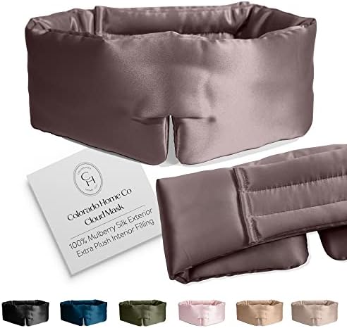 Colorado Home Co Cozy Silk Eye Mask - Blackout, Adjustable for Side Sleepers & Travel, Cloud Eye Covers, Mauve by ColoradoHomeCo