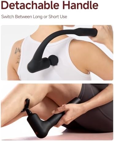 2-in-1 Detachable Massage Gun with Heat, Muscle Massager with Long Handle - Image 4
