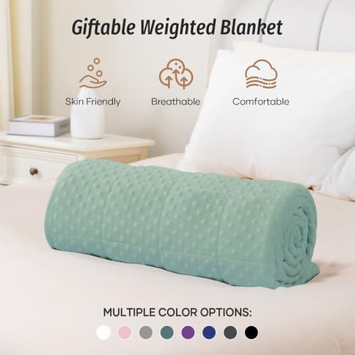 Wemore Weighted Blanket for Adults 12 lbs Queen Size 60"x80" Green - Image 5