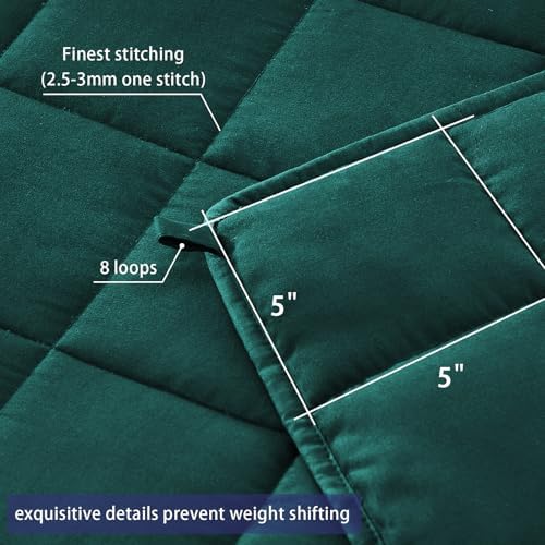 yescool Weighted Blanket for Adults (17 lbs, 48" x 72", Dark Green) Cooling Heavy Blanket for Sleeping Perfect for 160-180 lbs, Twin Size Breathable Blanket with Premium Glass Bead, Machine Washable - Image 4