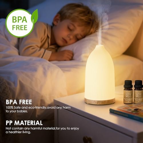 SALKING Essential Oil Diffuser, 100ml Aromatherapy Diffusers with Adjustable Mist Mode Timer Setting, Ultrasonic Diffusers for Essential Oils, Warm White Lights, 7 LED Colors, for Office Home - Image 7