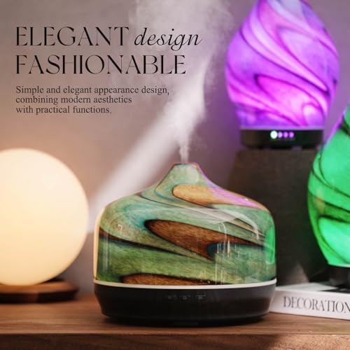 Porseme 500ml Glass Essential Oil Diffuser Aromatherapy Ultrasonic Cool Mist Humidifier 15-21 Running Hours Waterless Auto-Off Air Diffusers for Sleeping Yoga Working Spa(Teal Green) - Image 4