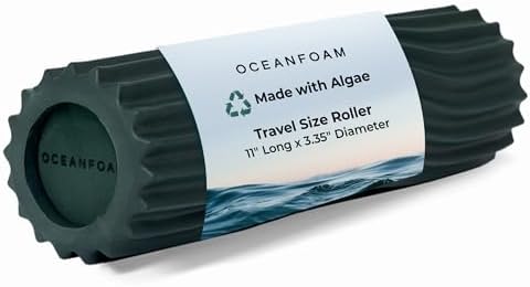 Oceanfoam Ripple Travel Foam Roller (11" x 3.35") Firm Mini Foam Roller for Physical Therapy, Deep Tissue Massage, Back Pain - High Density, Ergonomic Wave Textured - Yoga, Pilates, Exercise (Hunter) by Oceanfoam