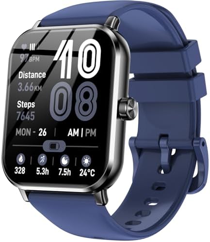 Jacoosa Smart Watch for Men/Women Android & iPhone, 1.83" HD Touch Screen, Bluetooth Calling, 5 ATM Waterproof Fitness Tracker with 130+ Sports Modes, 24/7 Health Monitor (Blue) by JACOOSA