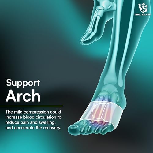 Vital Salveo- Adjustable Breathable Arch Wrap,Targeted Compression for Alleviating Arch Stiffness and Fatigue,PlantarFasciitis, for Men Women, Running, Soccer, Football, Workout (Pair) /3"* 11.5" - Image 5