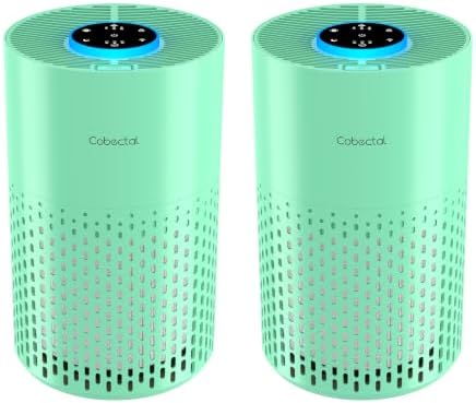 2 Pack Cobectal Air Purifiers for Home Bedroom with 3-in-1 Filter, Green by cobectalsupplier